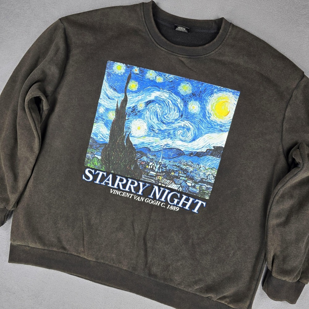 Vincent Van Gogh Starry Night Sweatshirt Mens 2XL Pullover Art Graphic Oversized